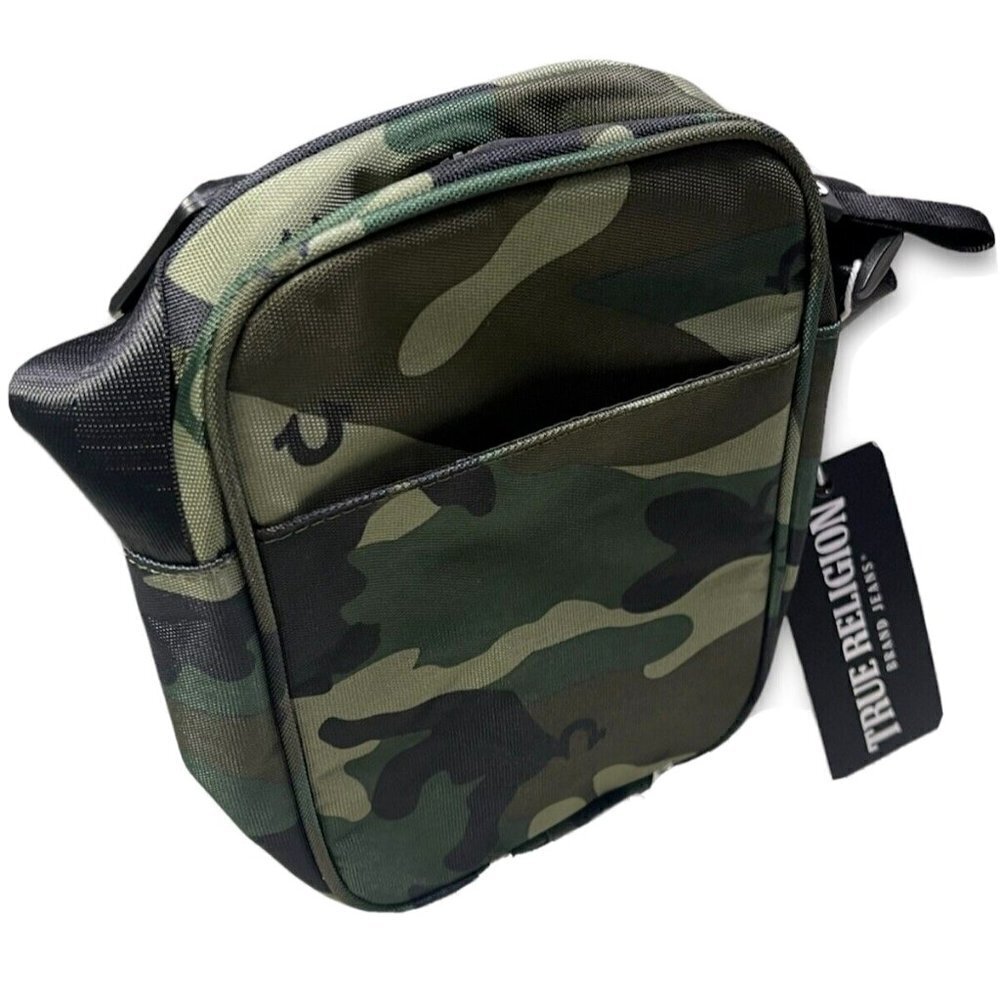 True Religion Crossbody Bag Camo Signature Woven Frank Concert Ticket Patch New - Picture 3 of 7